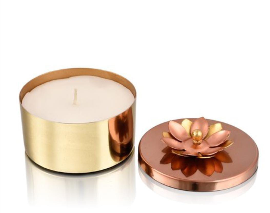 Iron Candle jar in Copper finish with Lid 4.2"