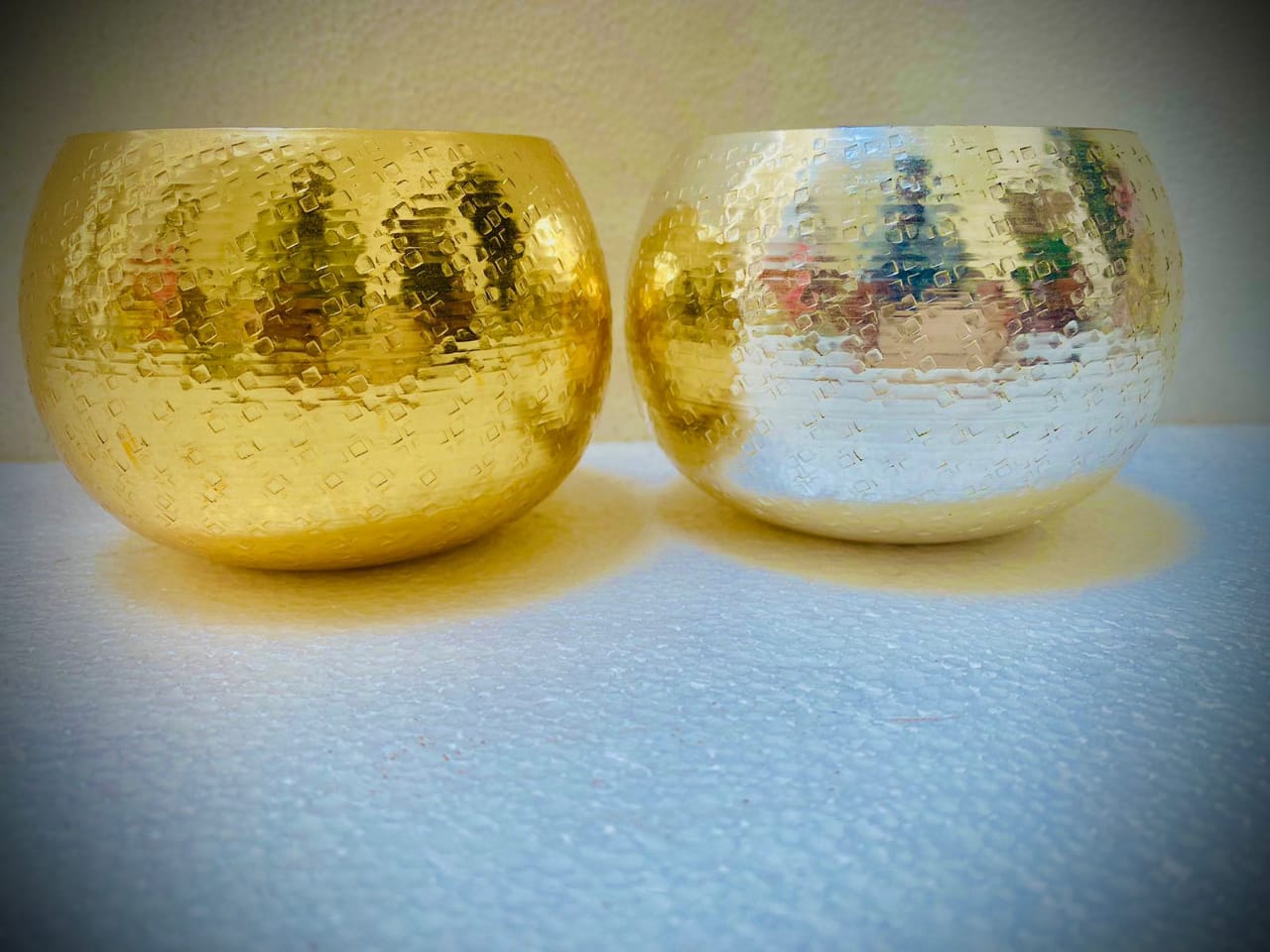Silver & Gold Metal jar with candle