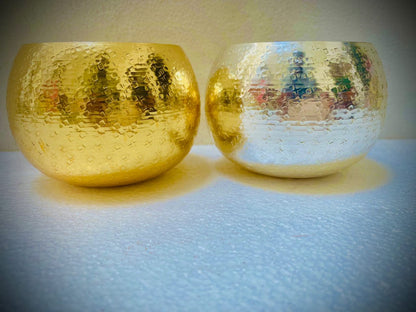 Silver & Gold Metal jar with candle