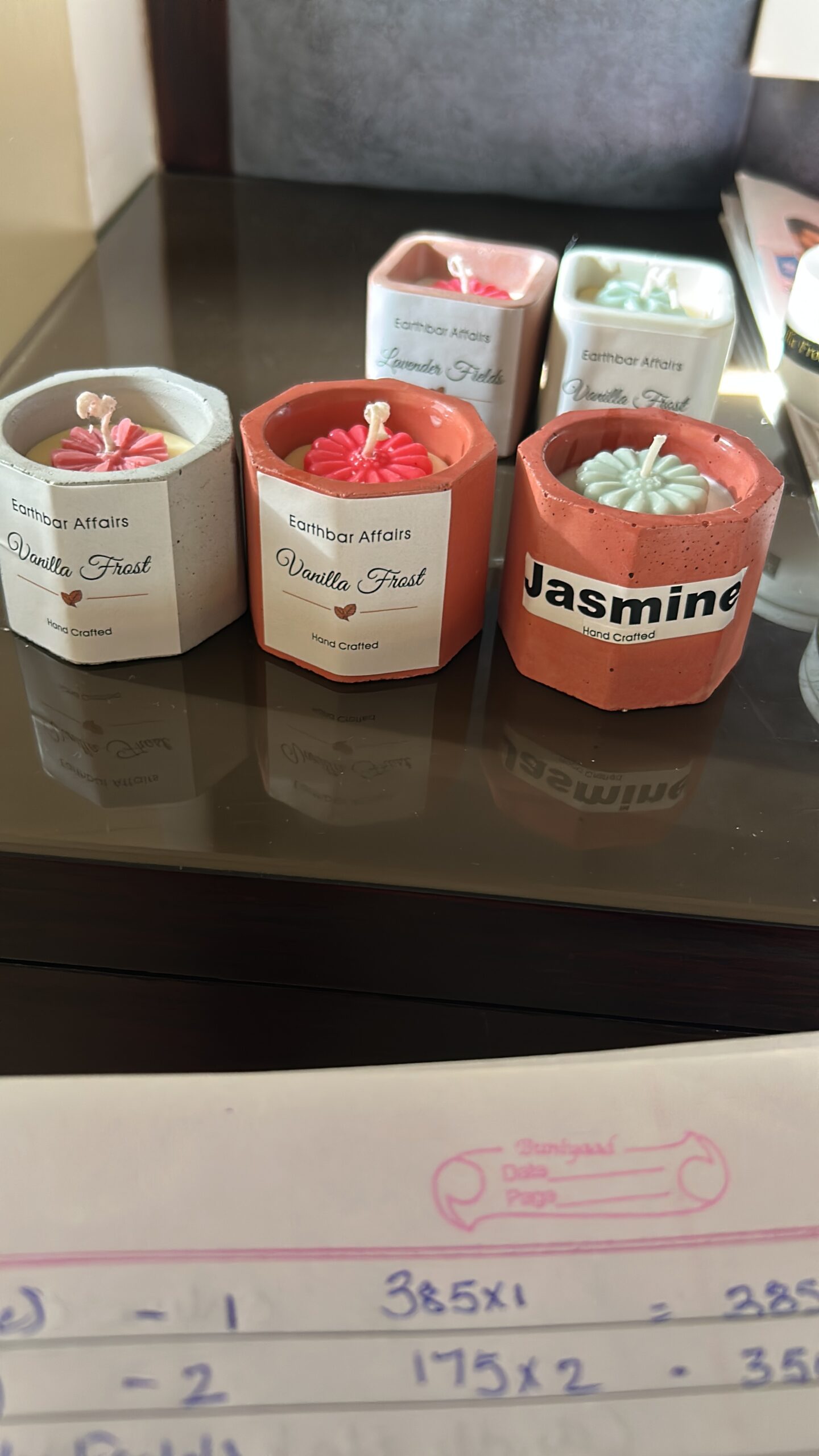 Hexagon Shaped Concret Jar with Soy wax - Image 2