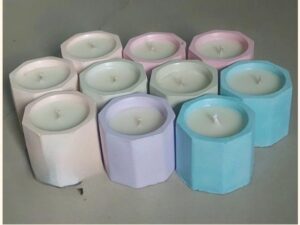 Hexagon Shaped Concret Jar with Soy wax
