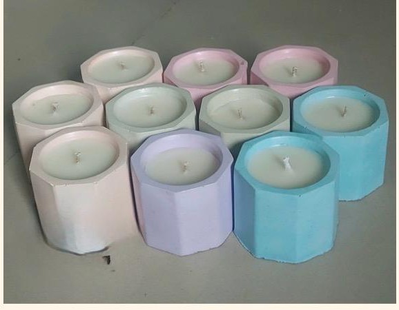 Hexagon Shaped Concret Jar with Soy wax