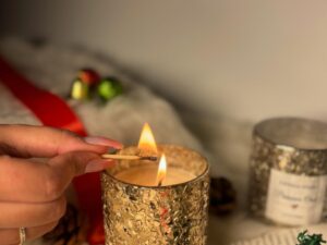 Silver Cracnle candle jar