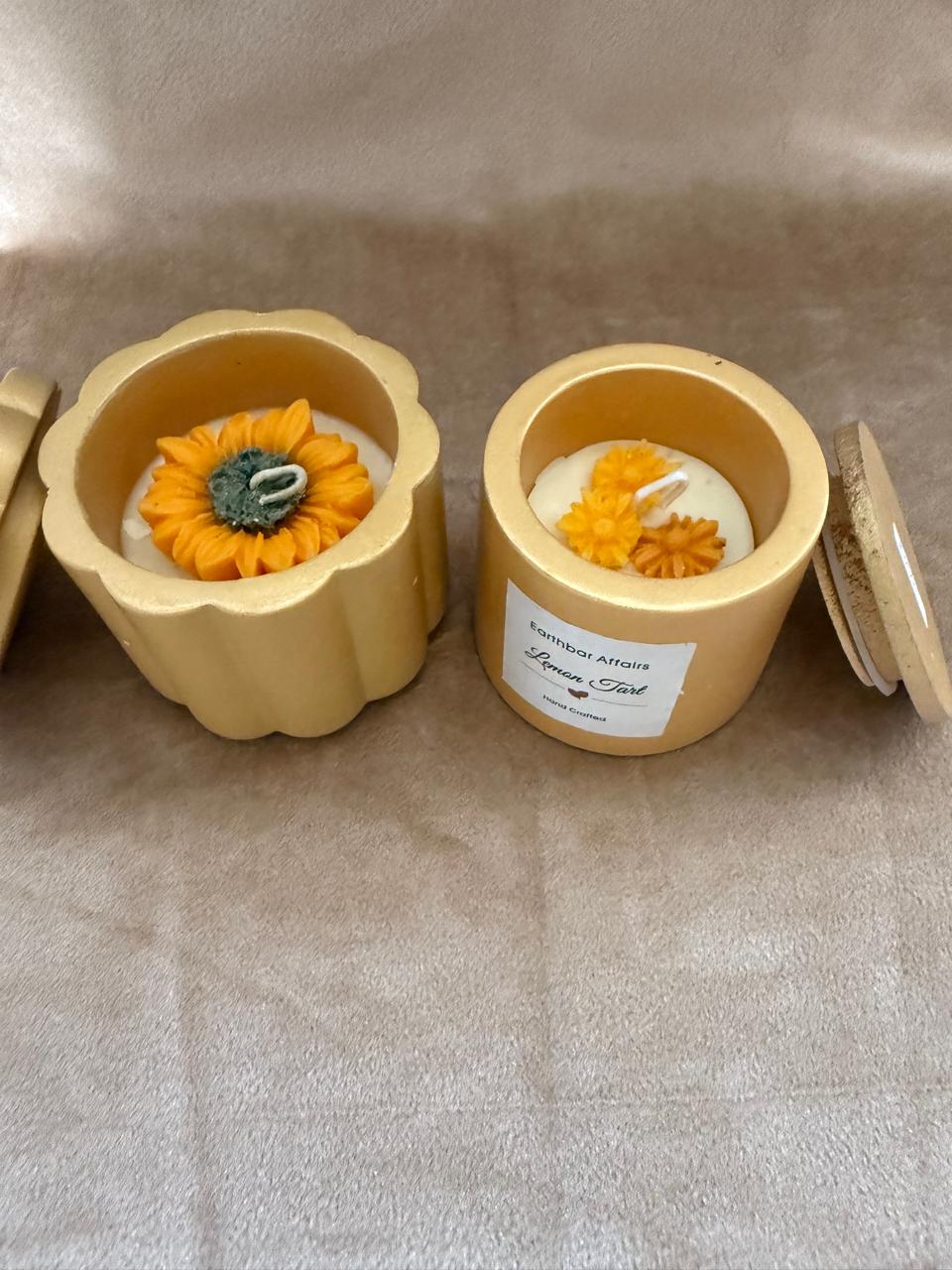 Sun Flower Shaped concret Jar - Image 3